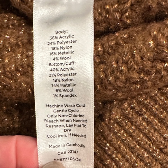 Talbots Wool Blend Mock Turtleneck Sweater • Brown Metallic • Size M - Picture 6 of 6